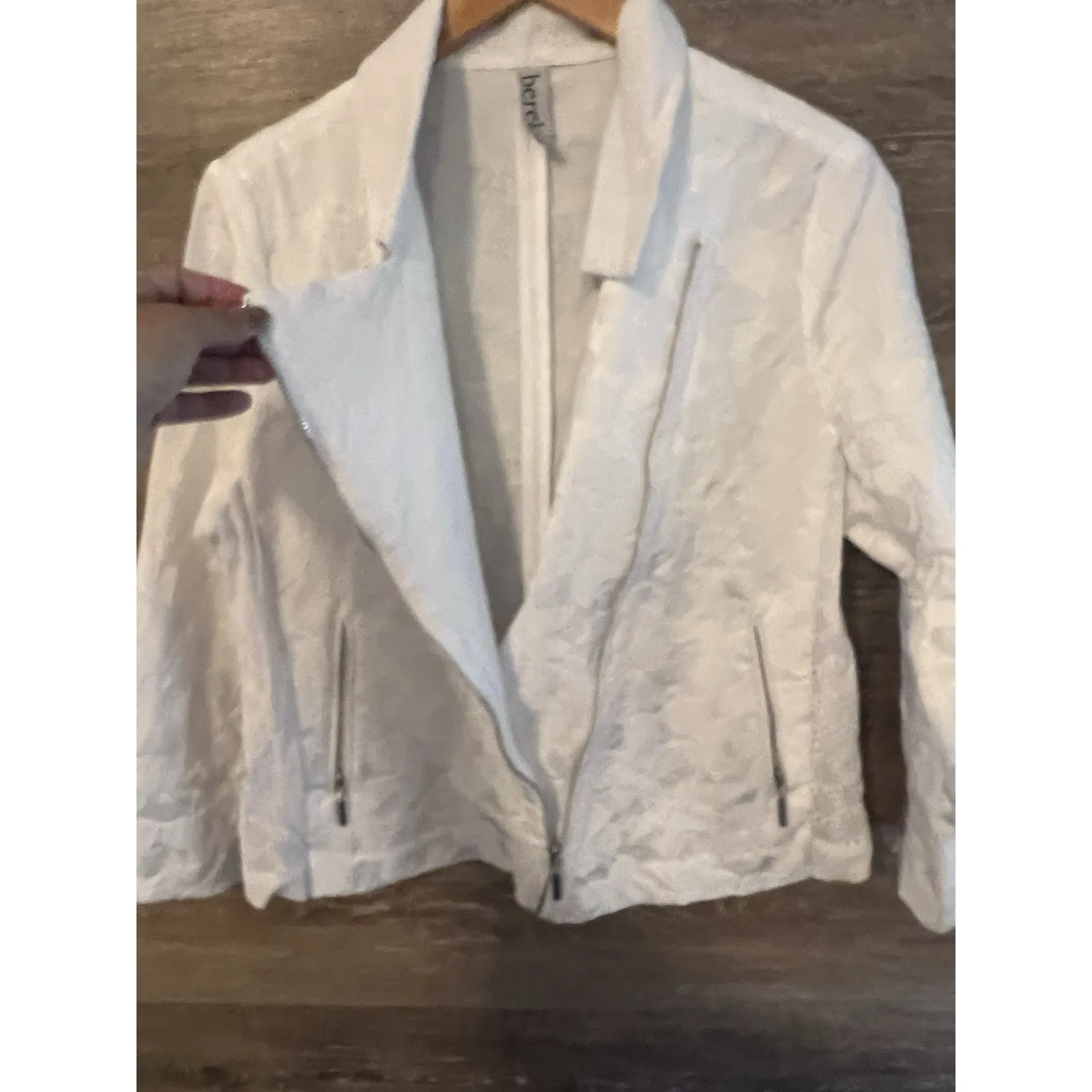 Berek White Daisy Floral Jacket sz L Eyelet Embroidered New Moto Office Career Size L - Image 6