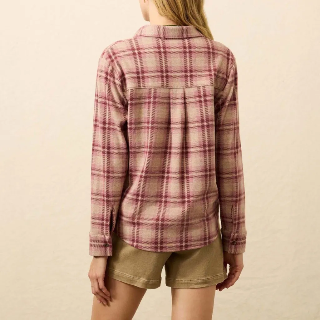 Faherty Women's Legend Sweater Classic Shirt in Berry Coast Plaid Women’s XS - Image 2