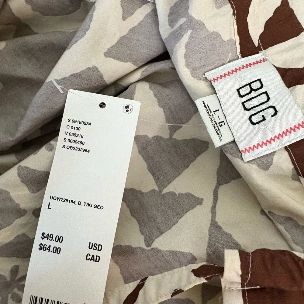 NWT BDG x Urban Outfitters Eva Printed Mini Shift Dress Tiki Brown - Image 6