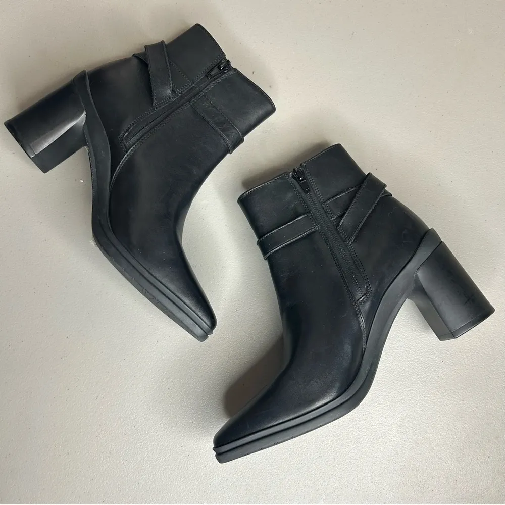 Naturalizer Aimee Black Leather Block Heel Bootie Boot Zip Up Side Size 7.5 NEW - Image 6