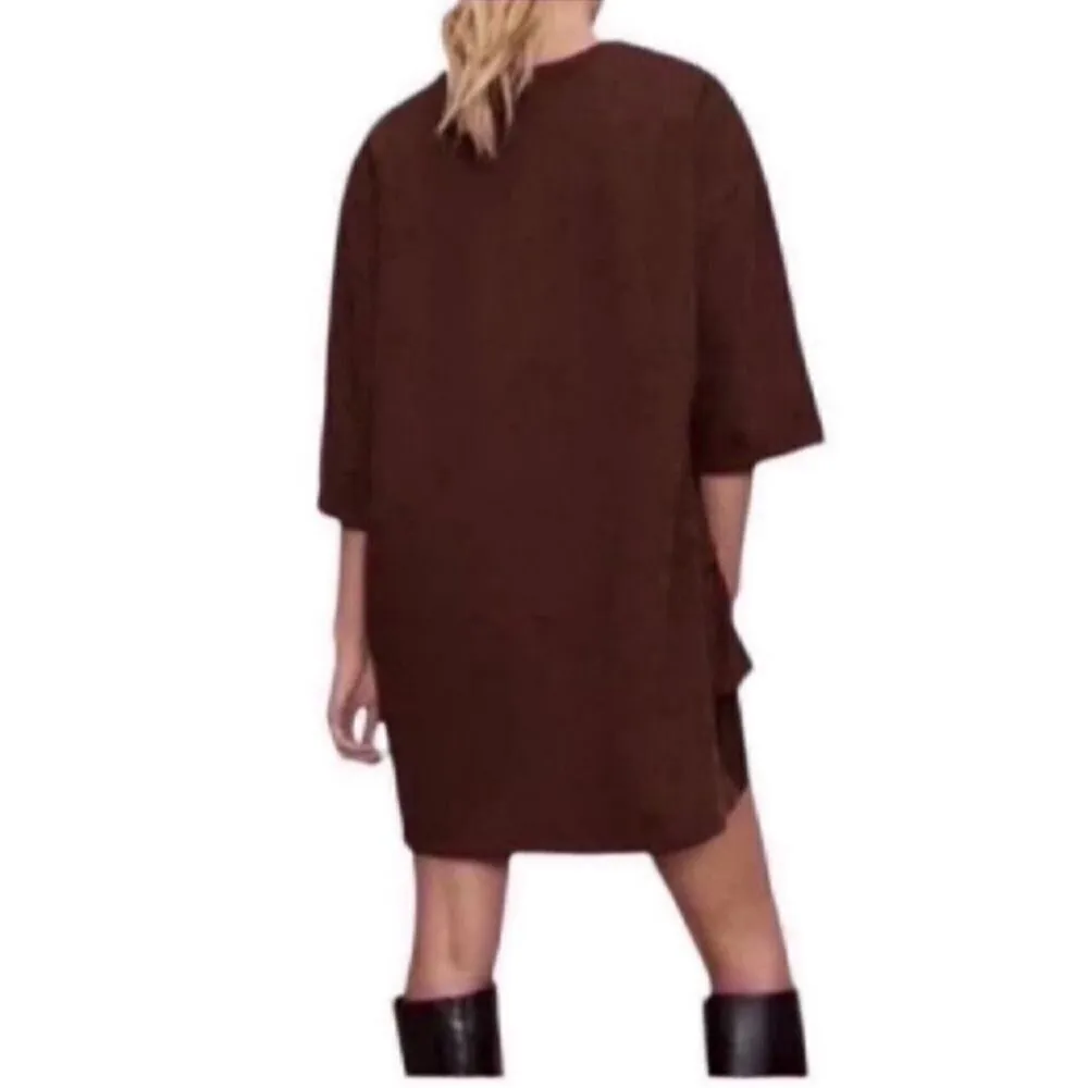 Zara Maroon Brown Color Mini Ruffle Dress (Size Small) - Image 2