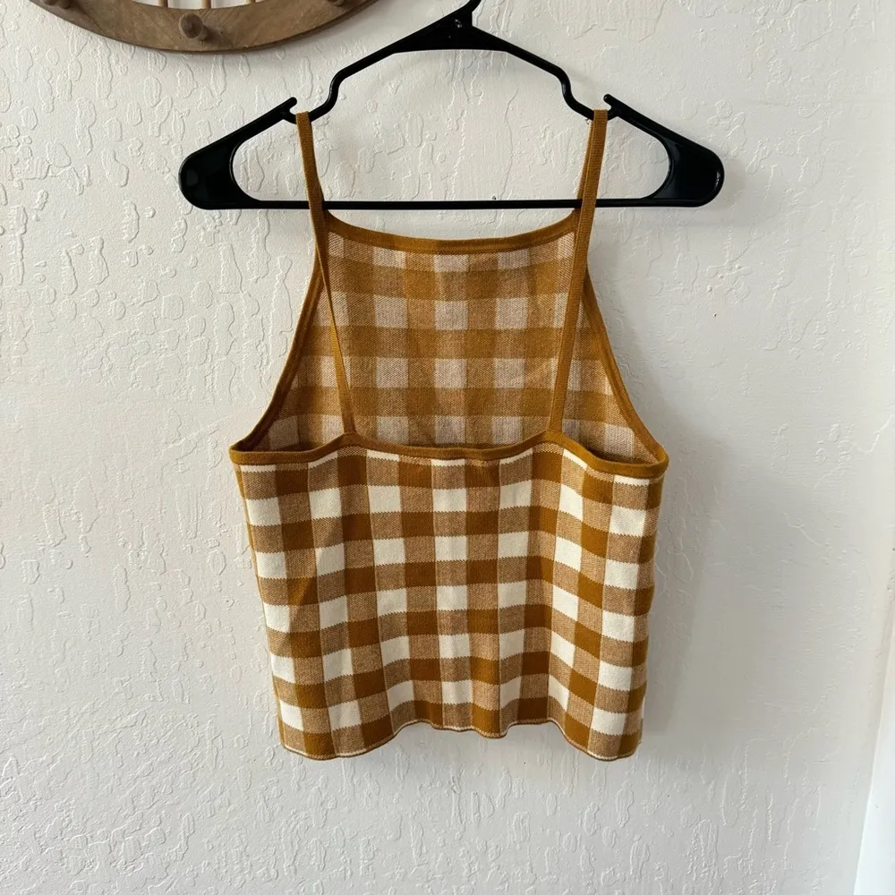 Madewell Hannah Gingham Apron Tank Rust Orange Gold Brown Sweater Material S - Image 8
