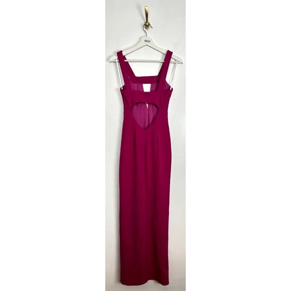 KATIE MAY Take The Plunge Keyhole Crepe Gown in Pink Peacock Size X-Small - Image 5
