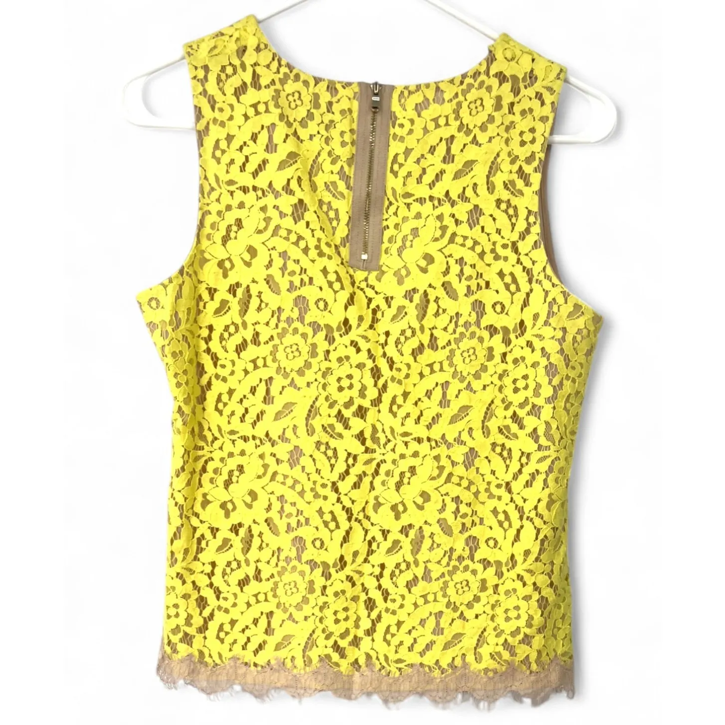 LOFT Ann Taylor | 6/ M | Lace Top Sheer Layer Sleeveless Blouse Yellow Women's - Image 5