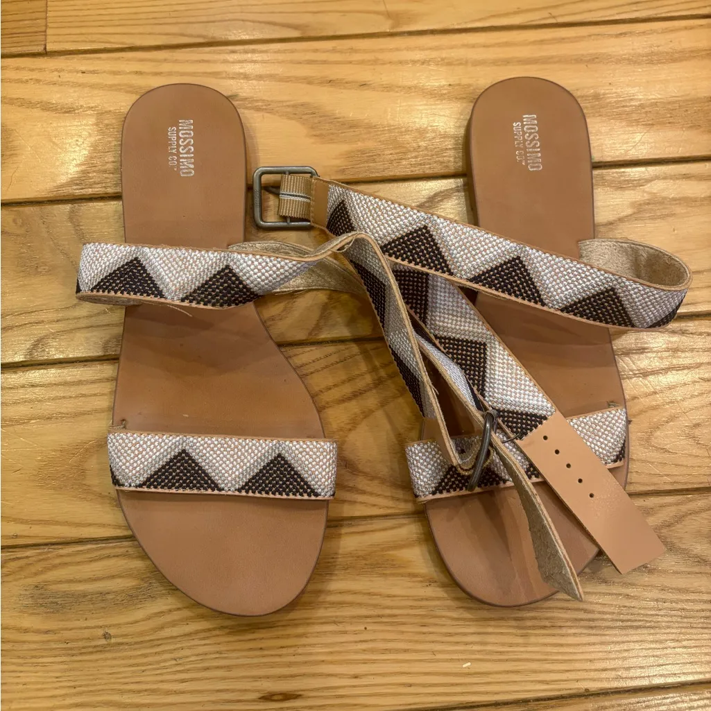 Mossimo Supply Co. Black and White Geometric Design Ankle Wrap Buckle Sandals 8 - Image 2