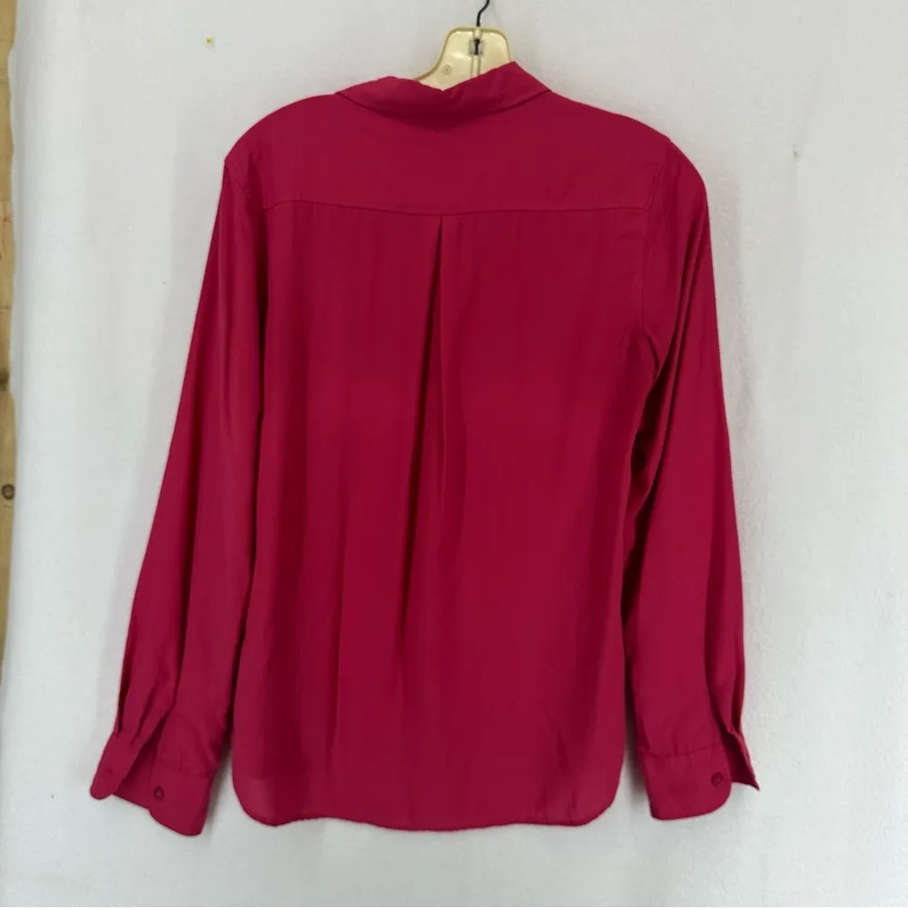 Uniqlo Button Down Long Sleeve Basic Blouse Womens Small Red - Image 7