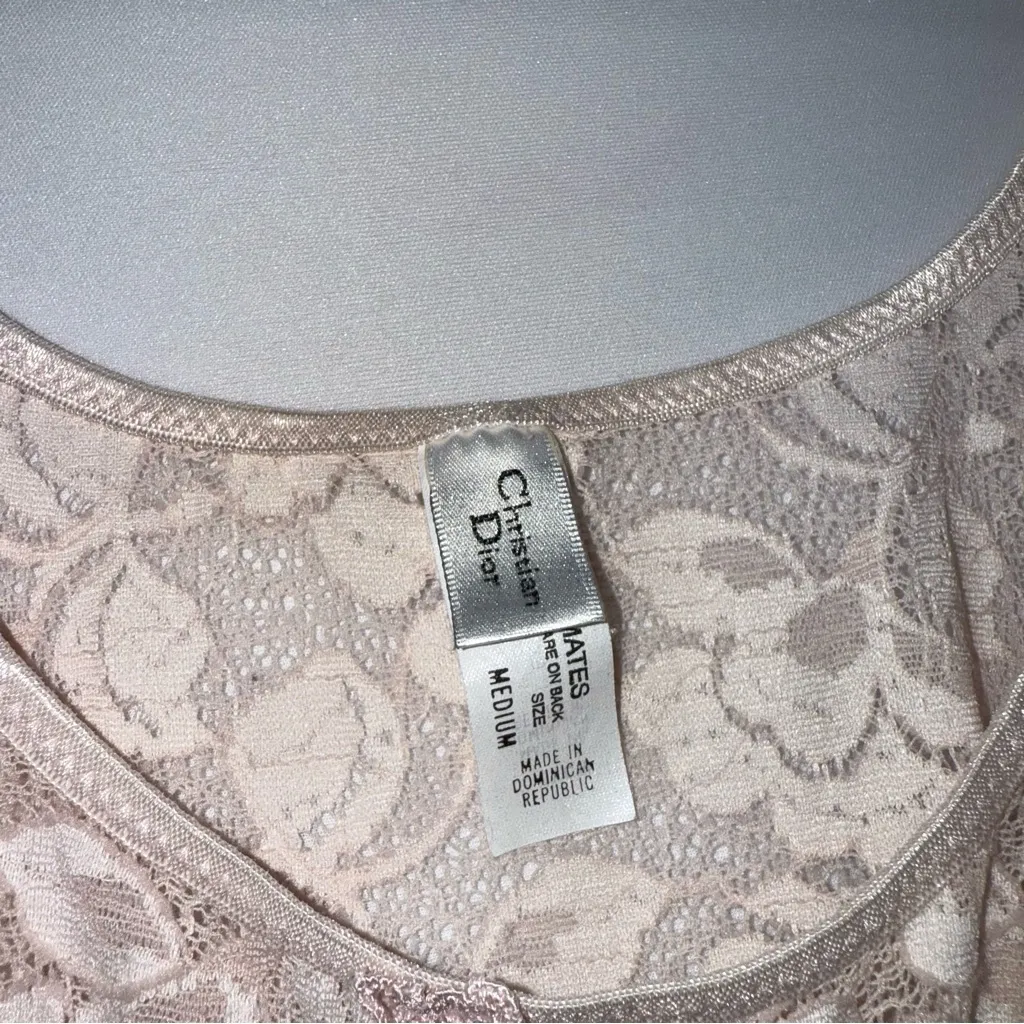 Vintage Christian Dior Intimates Lace Tank Top Light Pink‎ - Image 6
