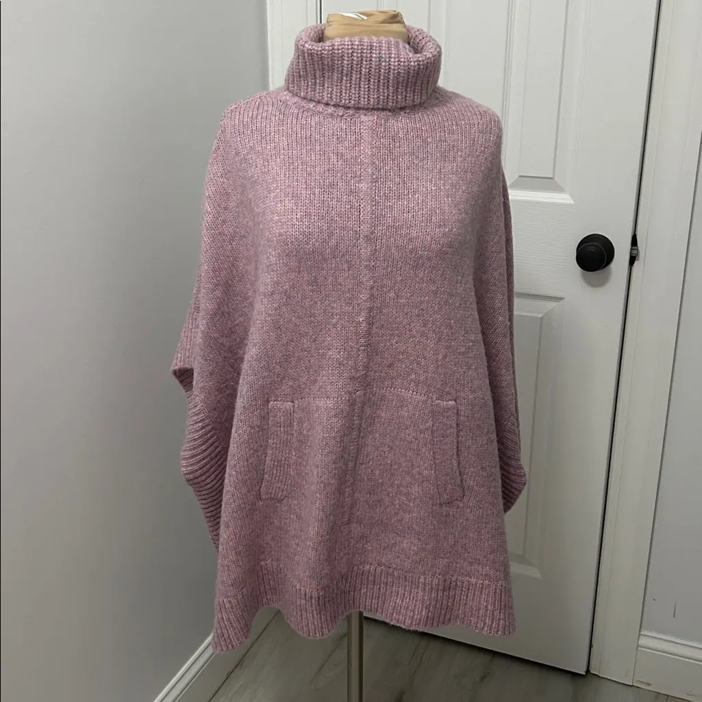 J. Crew Relaxed Turtleneck Poncho Heathered Wysteria - Image 3