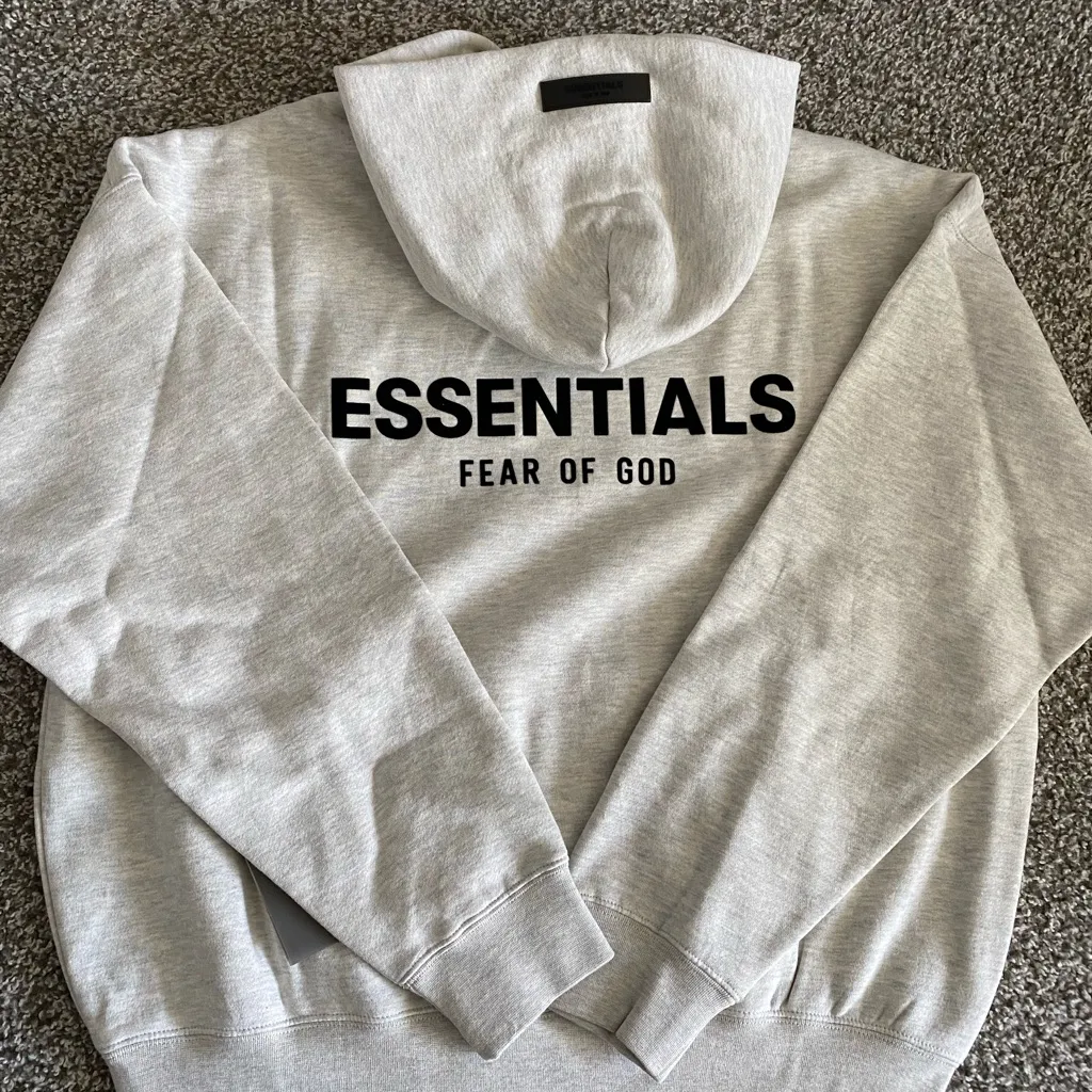 ESSENTIALS FEAR OG GOD LIGHT OATMEAL PULLOVER HOODIE SIZE XXS - Image 3