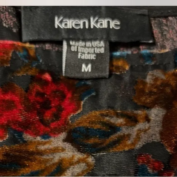 Karen Kane velvet burnout woman’s bell sleeve floral Whimsy long sleeve top sz M - Image 11