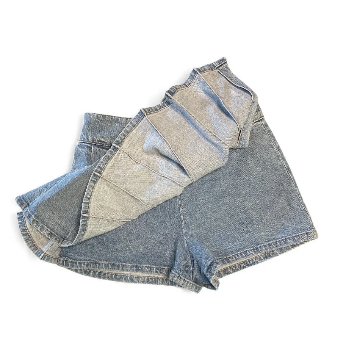 Alice + Olivia Short Noah Denim Pleated Skort size 28 Blue - Image 5