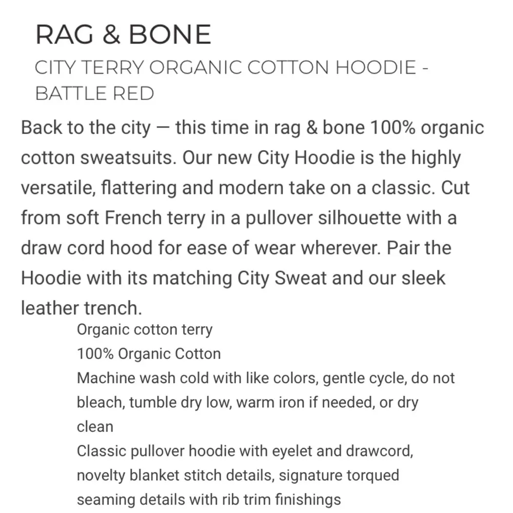 RAG & BONE Battle Red City Terry Organic Cotton Hoodie Sweatshirt Size S - Image 14
