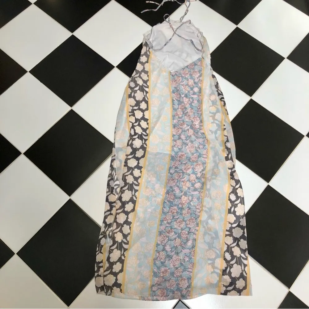 Monroe Floral Stripe Semi-Sheer Layered Maxi Dress Multicolored sz Med - Image 7