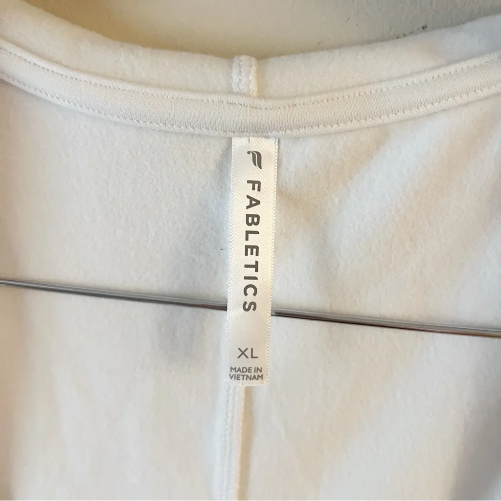 Fabletics White Hooded Vest Open Front Cardigan Drawstring Back Size XL - Image 6