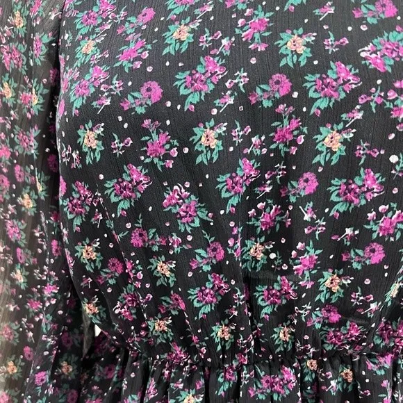 Black and purple one shoulder ditsy floral dress size small - Image 3