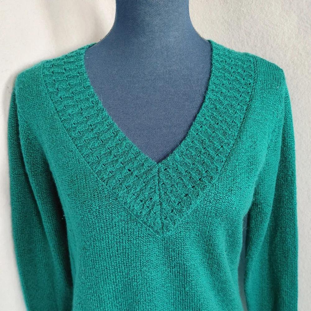 Laura Scott Green V Neck Sweater - Image 2