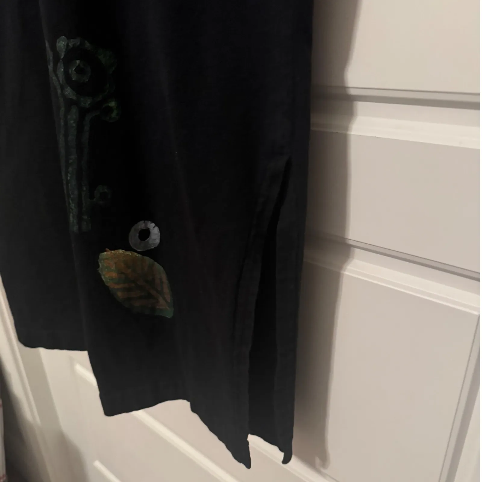 Vintage Focus USA sz XL Women 100% Cotton Black Patchwork Maxi Dress Boho Casual - Image 10