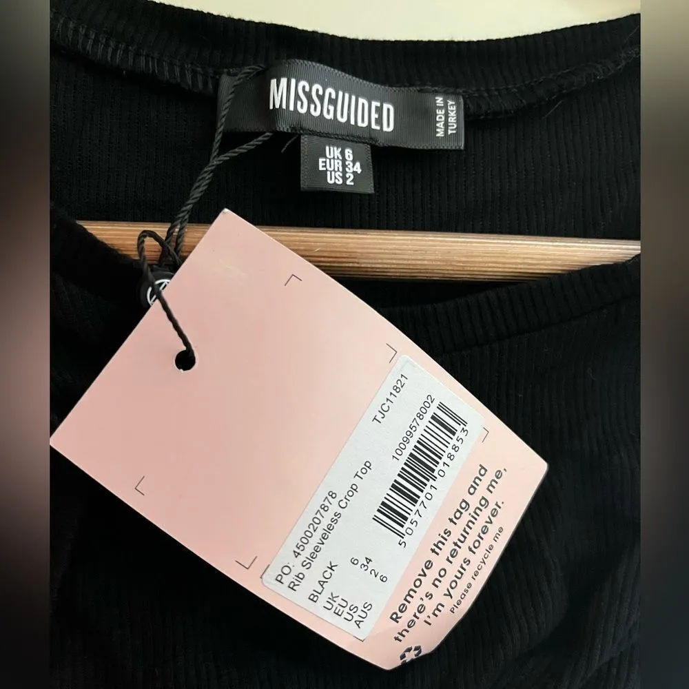 NWT Missguided ribbed sleeveless crop top in black size 2 - Image 4