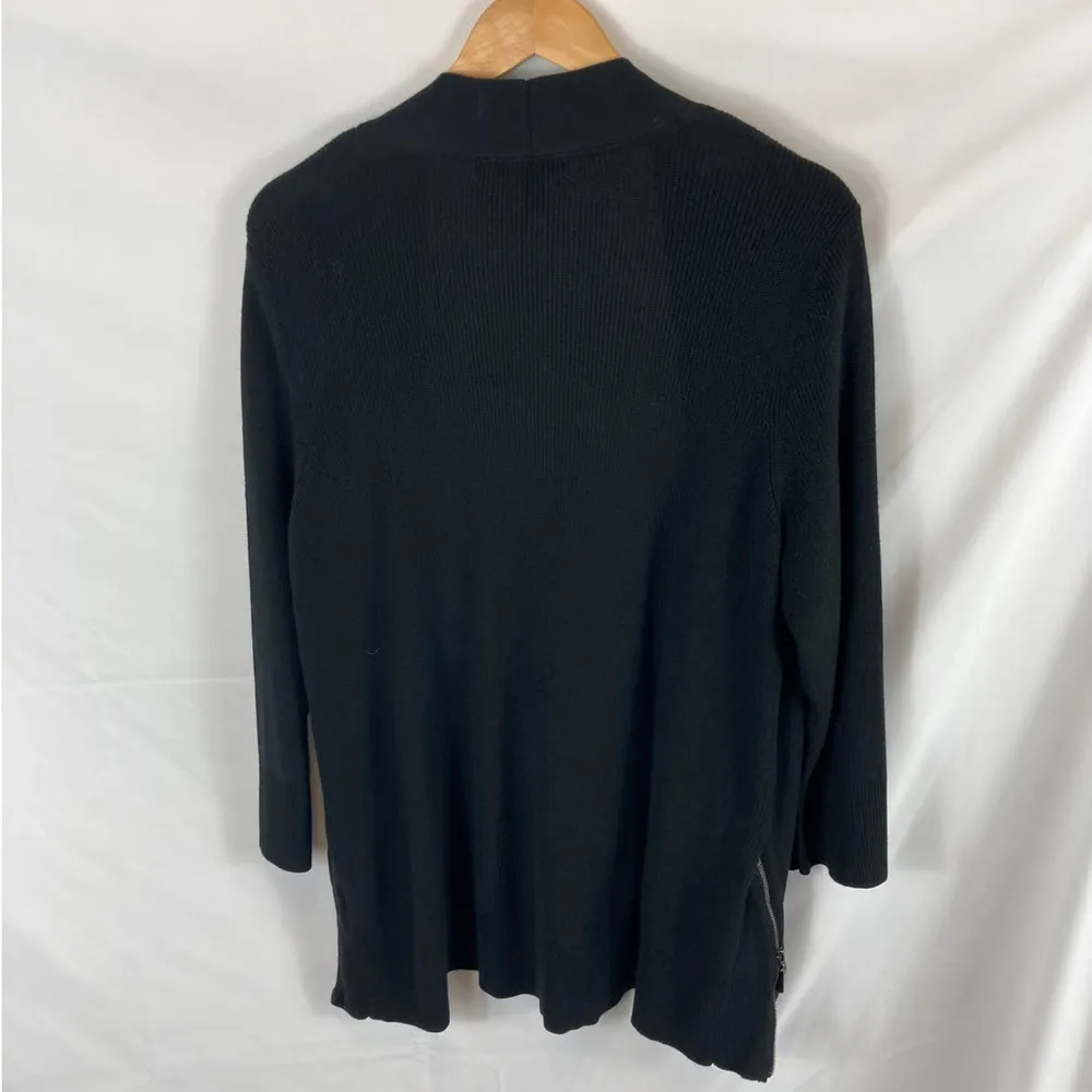 H By Halston Black Ribbed Cardigan Side Zip Size XL - Image 6