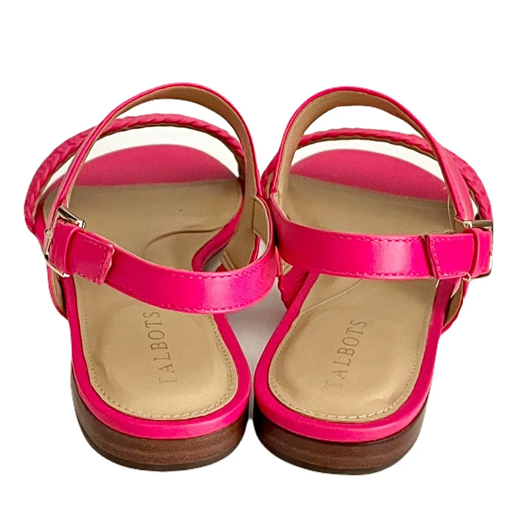 NWOB Talbots Pink Leather ‘Keri Braid’ Woven Slingback Sandals, Size 8.5 - Image 5