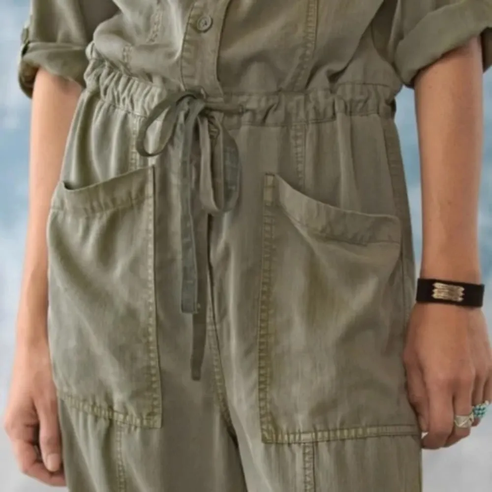 Sundance Wayside Vintage Wash Cargo Jumpsuit Olive Green Large NEW - Image 11