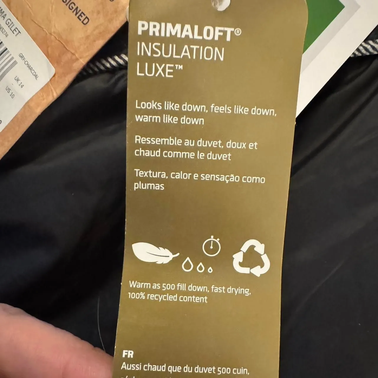 FatFace PrimaLoft Puffer Winter Vest Womens US 10 UK 14 Charcoal Gray Hooded NWT Black - Image 6