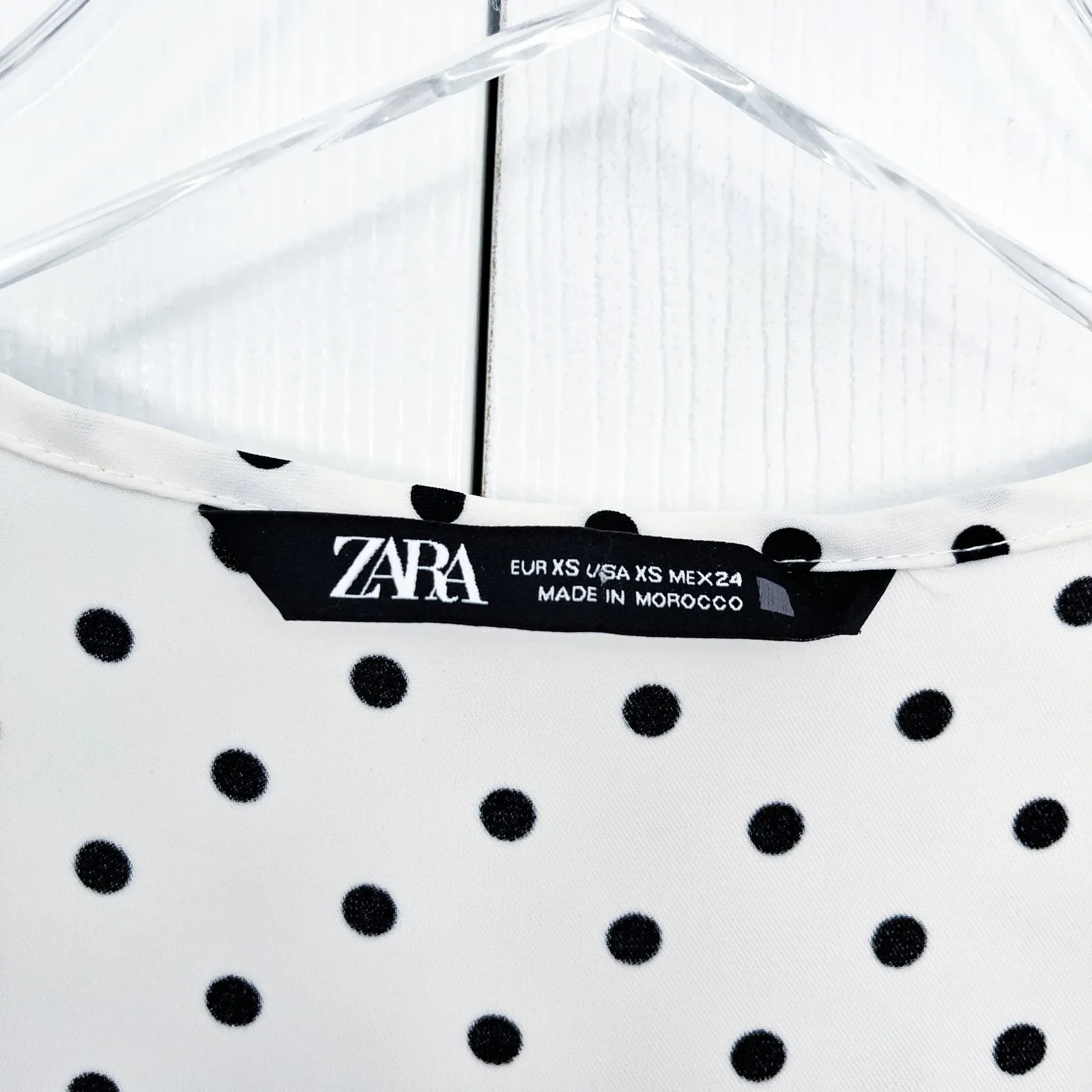 Zara Ecru White Black Polka Dot Ruched Front Long Sleeve Mini Dress - Image 3