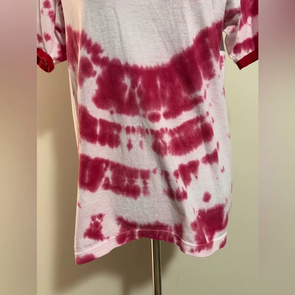 Handmade BT21 Red and White Tie Dye Graphic Tee size medium - Image 4
