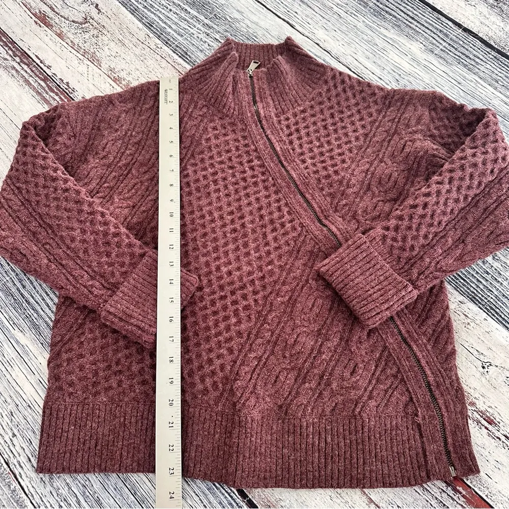 M. RENA Asymmetrical Zip Up Mock Neck Sweater in Plum Purple​ Purple Size L - Image 8