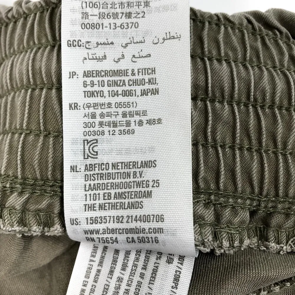 ABERCROMBIE & FITCH Paperbag Tencel Cargo Pant Jogger Sz L Burn Olive Grunge Y2K - Image 8