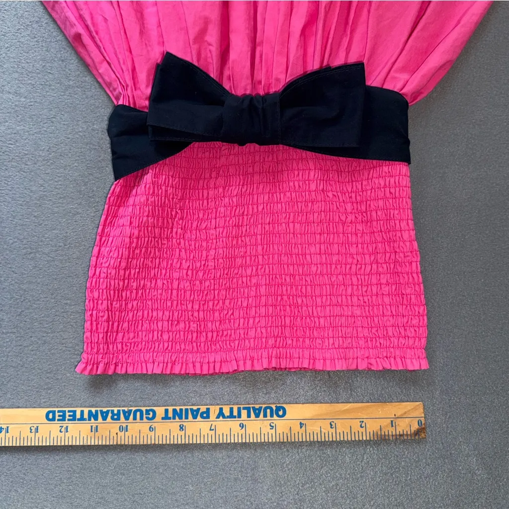 Hollister Pink Strapless Dress Y2K Black Bow elastic bandeau top lined skirt‎ M - Image 5
