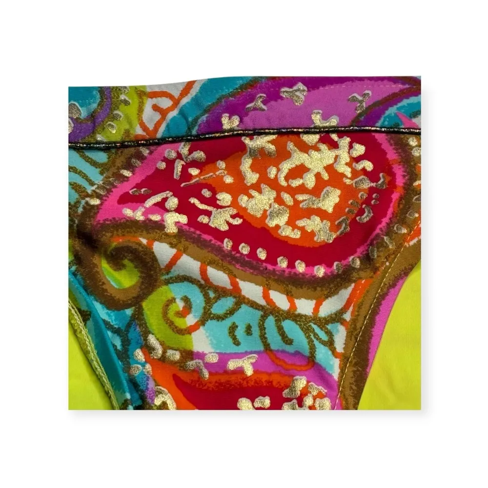 Trina Turk 𖣴 Izu Island Paisley Metallic Gold Hardware Buckle Bikini Bottom 𖣴 10 - Image 7