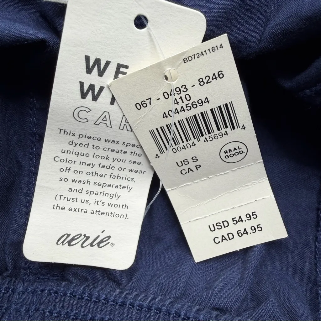 Aerie High Waisted Go-For-It Baggy Cargo Pants Navy size Small NWT Skater jogger - Image 8