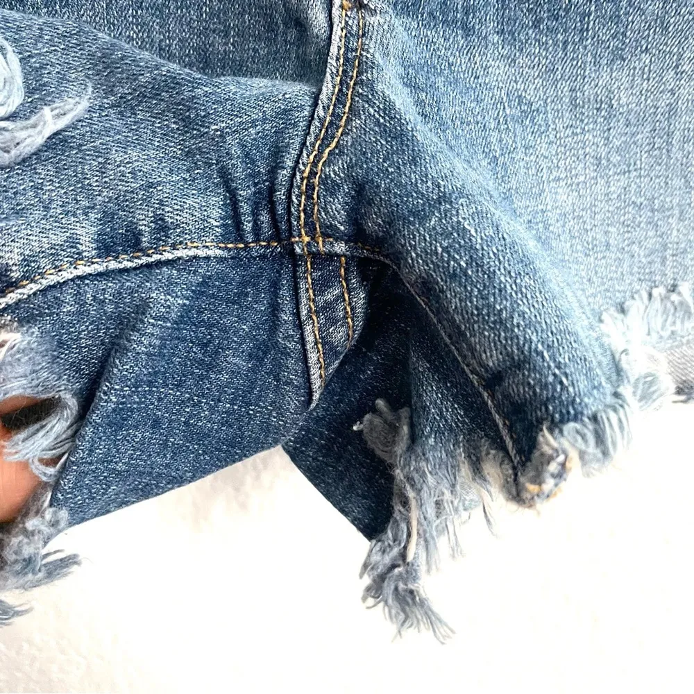 J Crew Womens Shorts Blue Jean Denim Classic Mid Rise Raw Hem Size 29 - Image 8