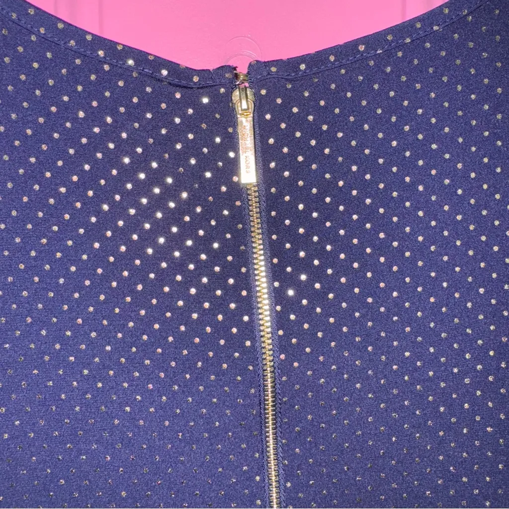 Michael Kors  Navy Mini Dress with Gold Dots - Image 3