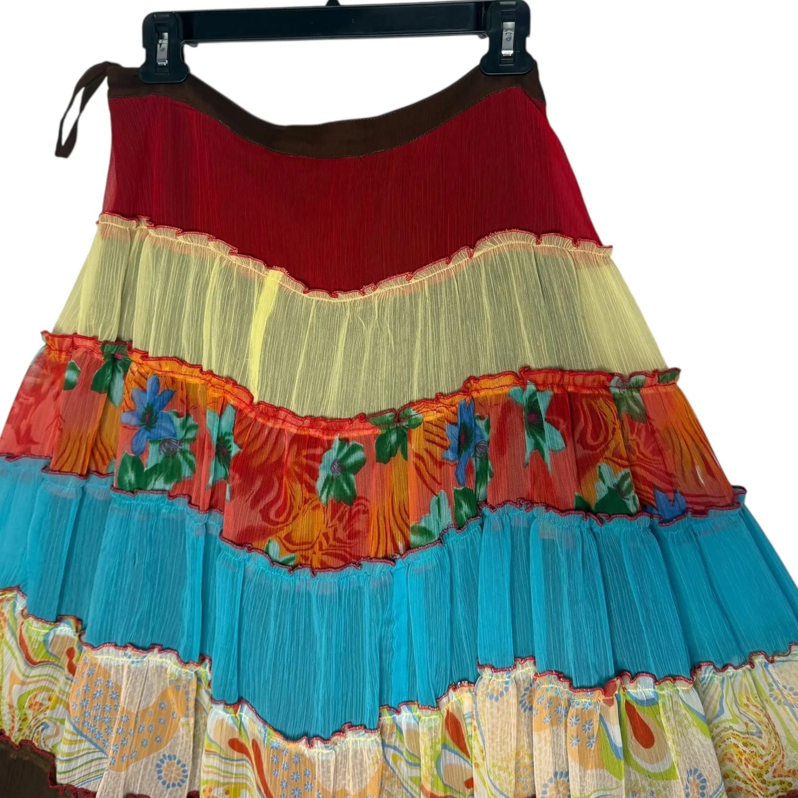 Boston Proper Tiered Midi Skirt Size 10 Patchwork Festival Hippie BOHO Flowy - Image 2