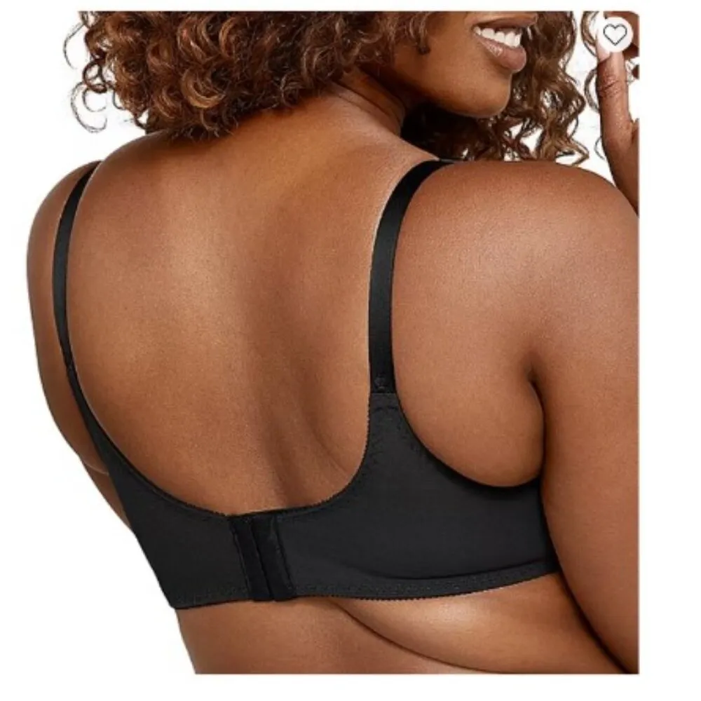 Bali 38DDD [E] Flower Underwire Unlined Full Coverage Bra 0180 in Black - Image 3