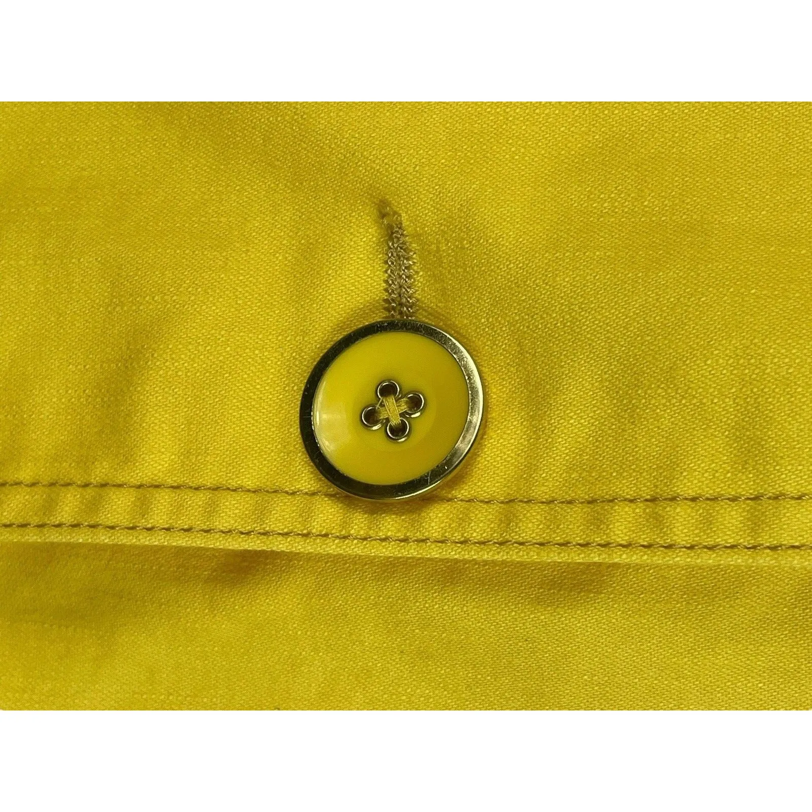 Denim & Co Women’s M Yellow Button Front Jacket Shacket Cotton Spandex Stretch Size M - Image 3