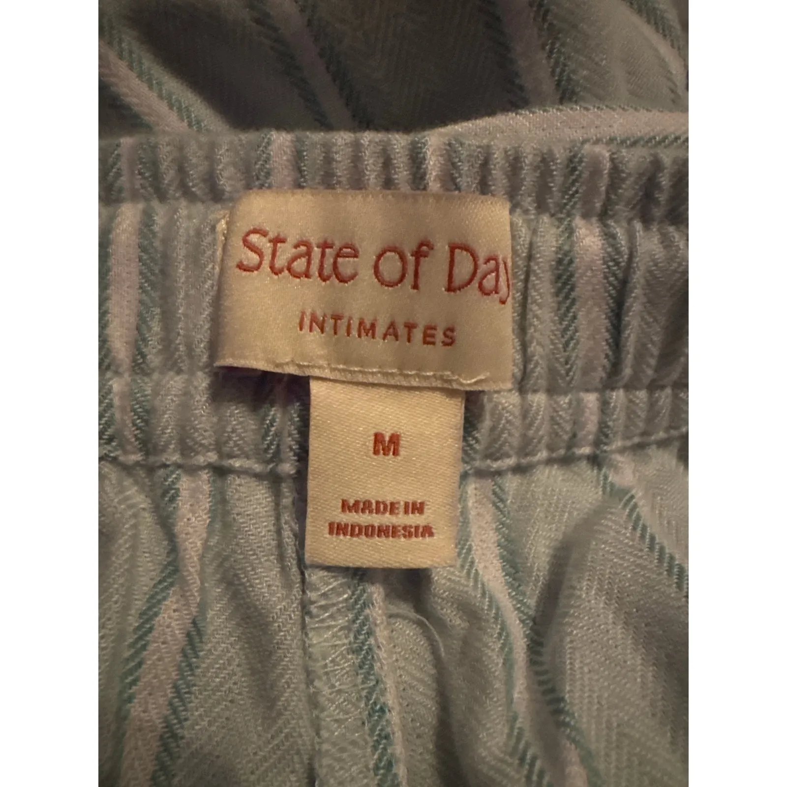 Brand New State of Day Women's Medium Mint Stripe Blue Lounge Pants Sleepwear - Image 5