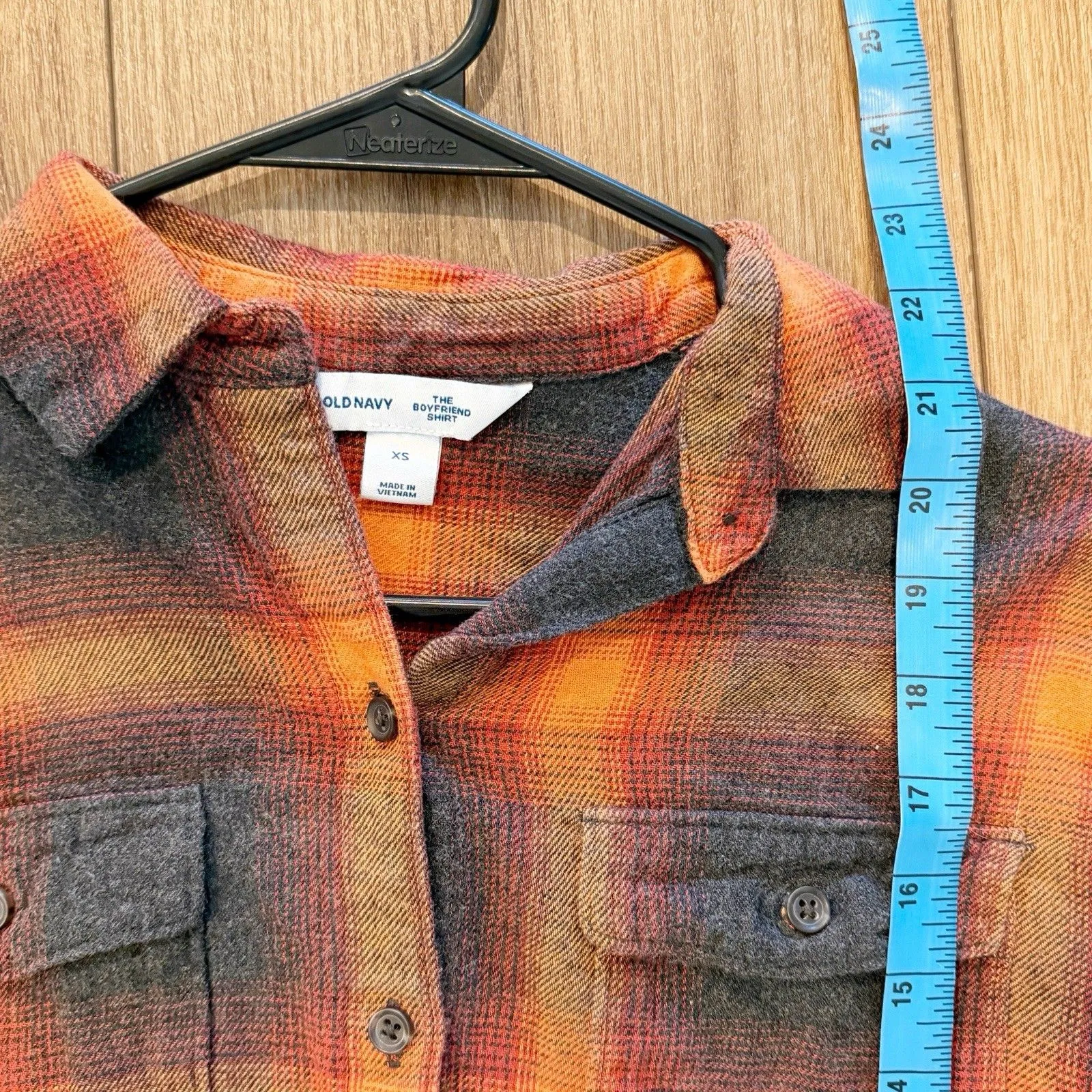 Old Navy The Boyfriend Womens Plaid Shirt Size X-Small Evermore Flannel Indie - Image 6