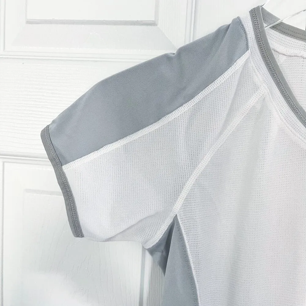 Patagonia White Mesh Short Sleeve V-Neck Base Layer - Image 2