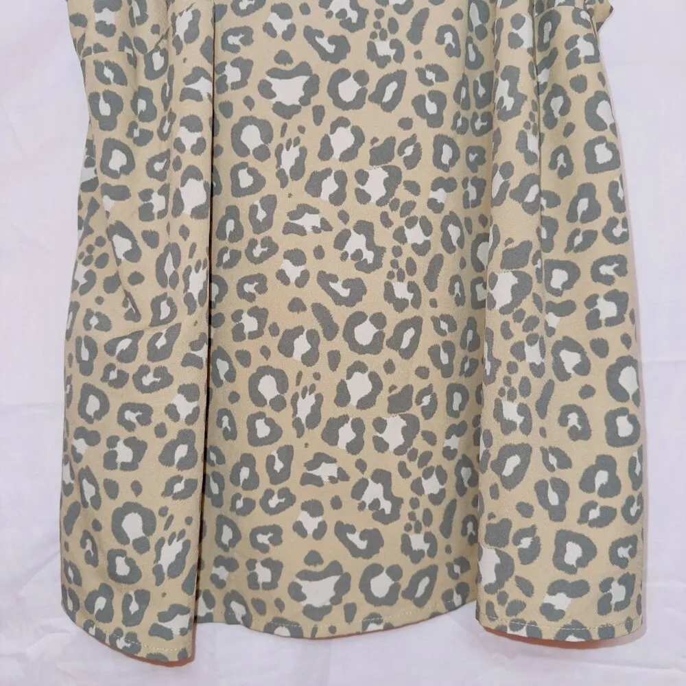 A New Day Beige Leopard Print Sleeveless V Neck Chiffon Camisole Tank Top XXL - Image 3