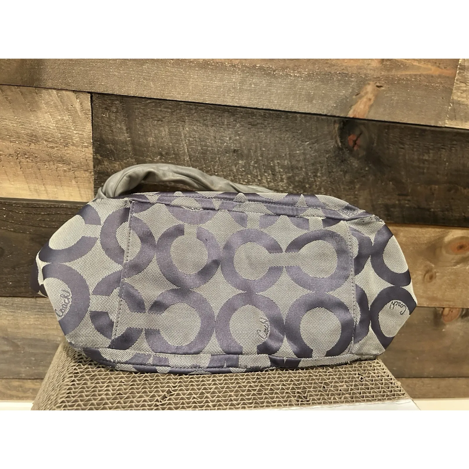 COACH Signature‎ Large Monogram Purple/gray Jacquard Canvas  Hobo Tote Bag 13427 - Image 5