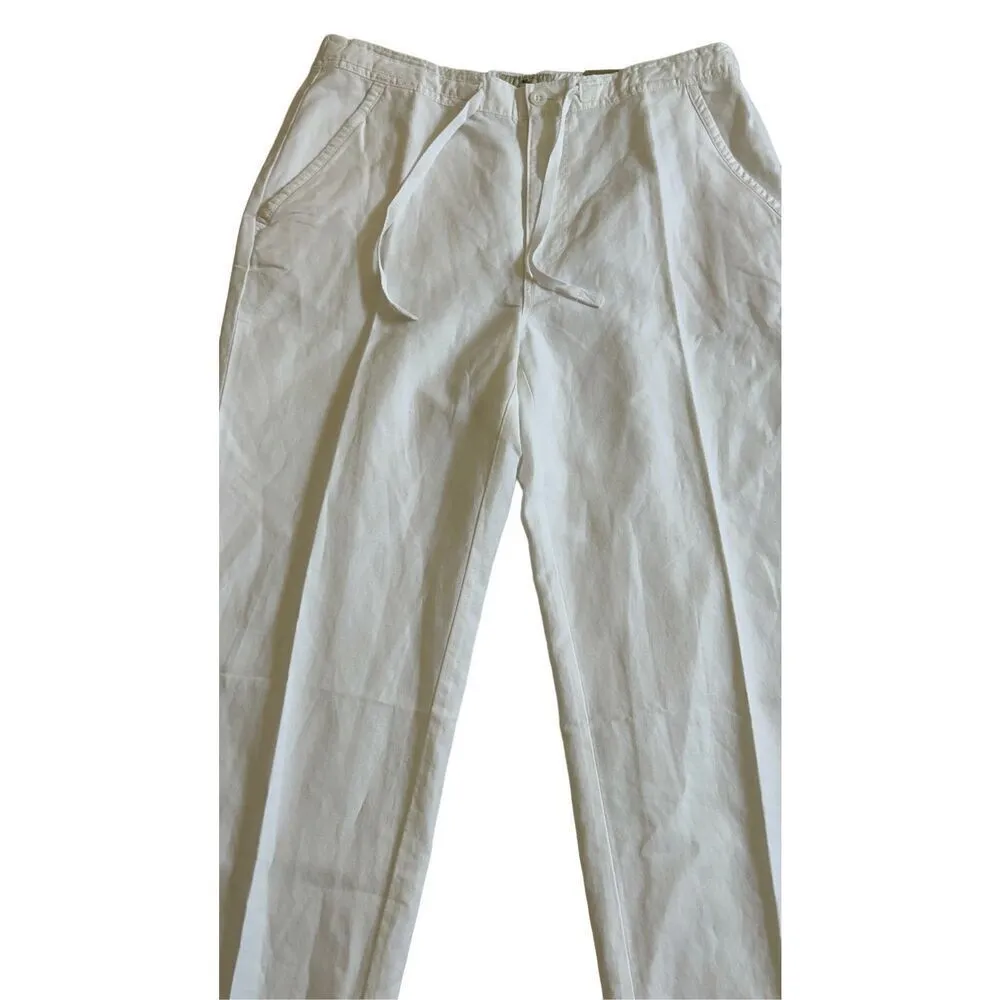 Island Shores White Linen Pants Large - Image 3