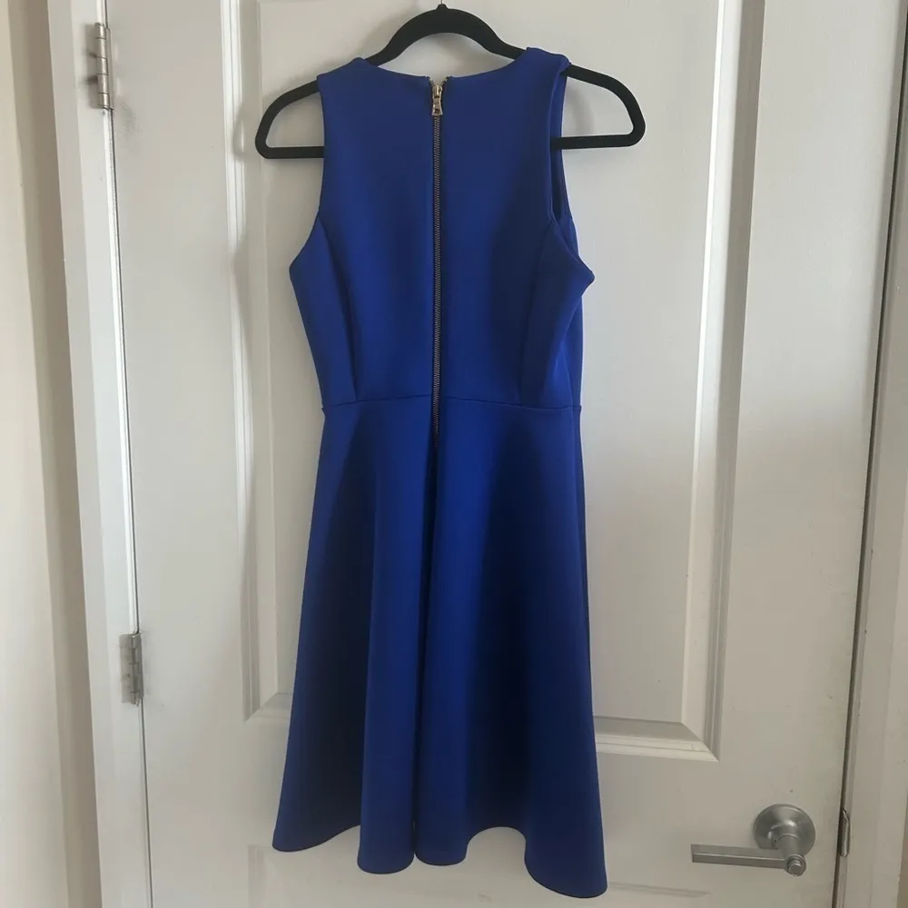 Milly Women’s Back Zip Sleeveless Round Neck Fit & Flare Midi Dress Blue… - Image 6