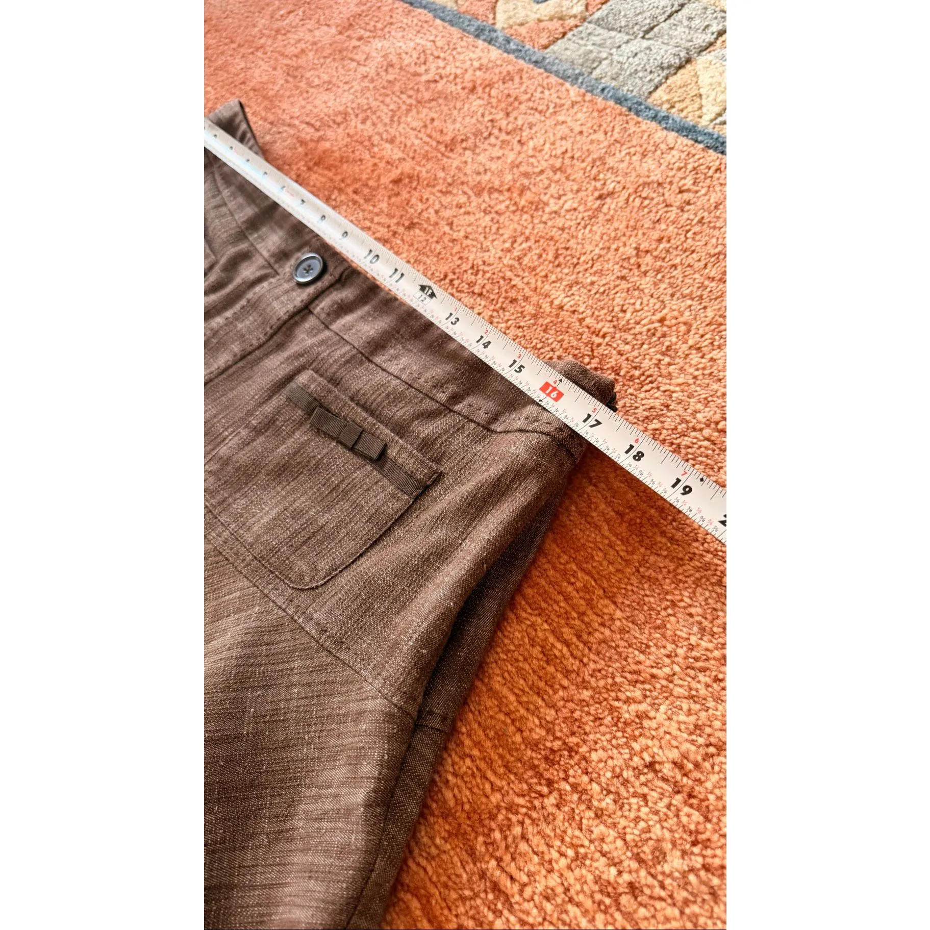 Larry Levine Stretch A-Line Skirt Brown Button Front Size 14 - Image 6