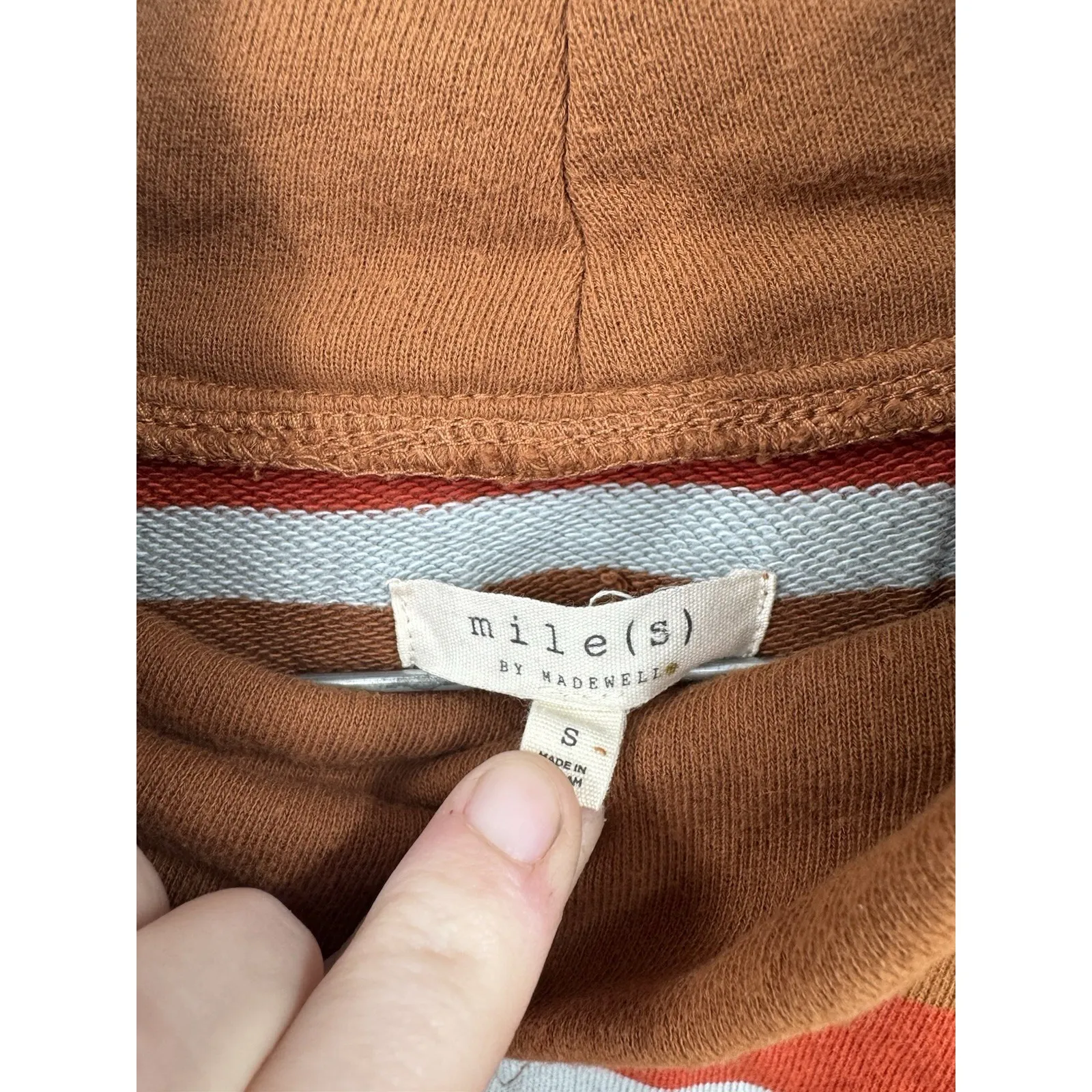 Madewell Miles Striped Turtleneck Sweatshirt Women Small Brown Granolagirl Indie - Image 4
