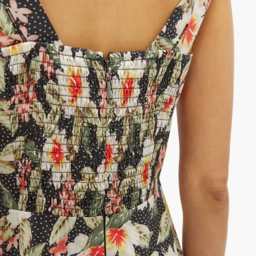 Rebecca Taylor Kamea Smocked Floral Flutter-Sleeve Silk Dress Women’s Size 10 - Image 3