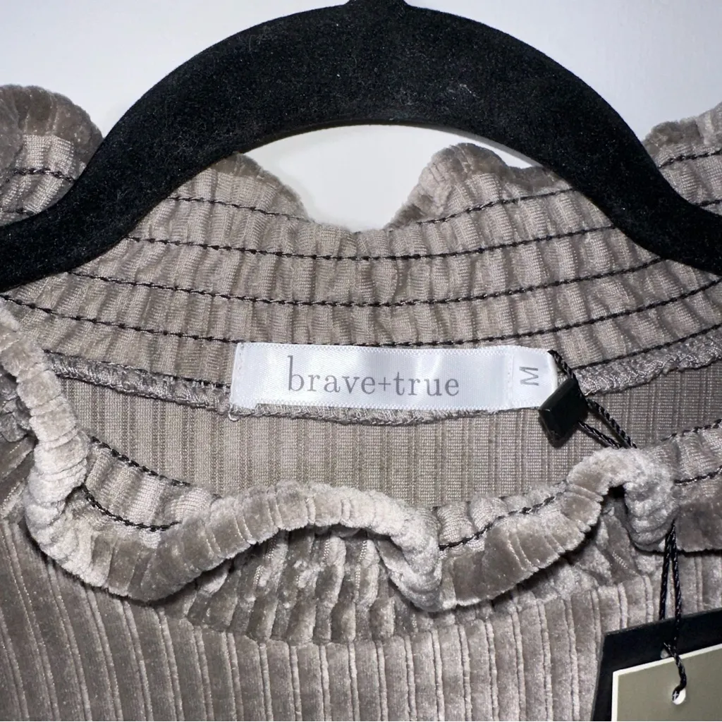 NWT BRAVE + TRUE Fossil Lexington Blouse Velvet Mockneck - Image 4