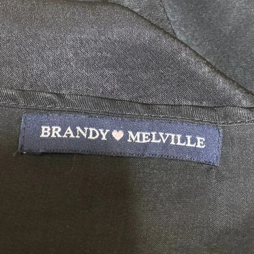 Brandy Melville Black Silk Satin Sleeveless V Neck Cami Camisole Tank Top Size S - Image 3